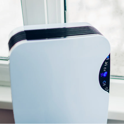 How does a portable dehumidifier remove moisture from the air?