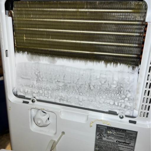 What causes a dehumidifier to ice up